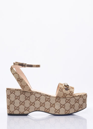 Gucci Horsebit Flatform Sandals Beige guc0257050