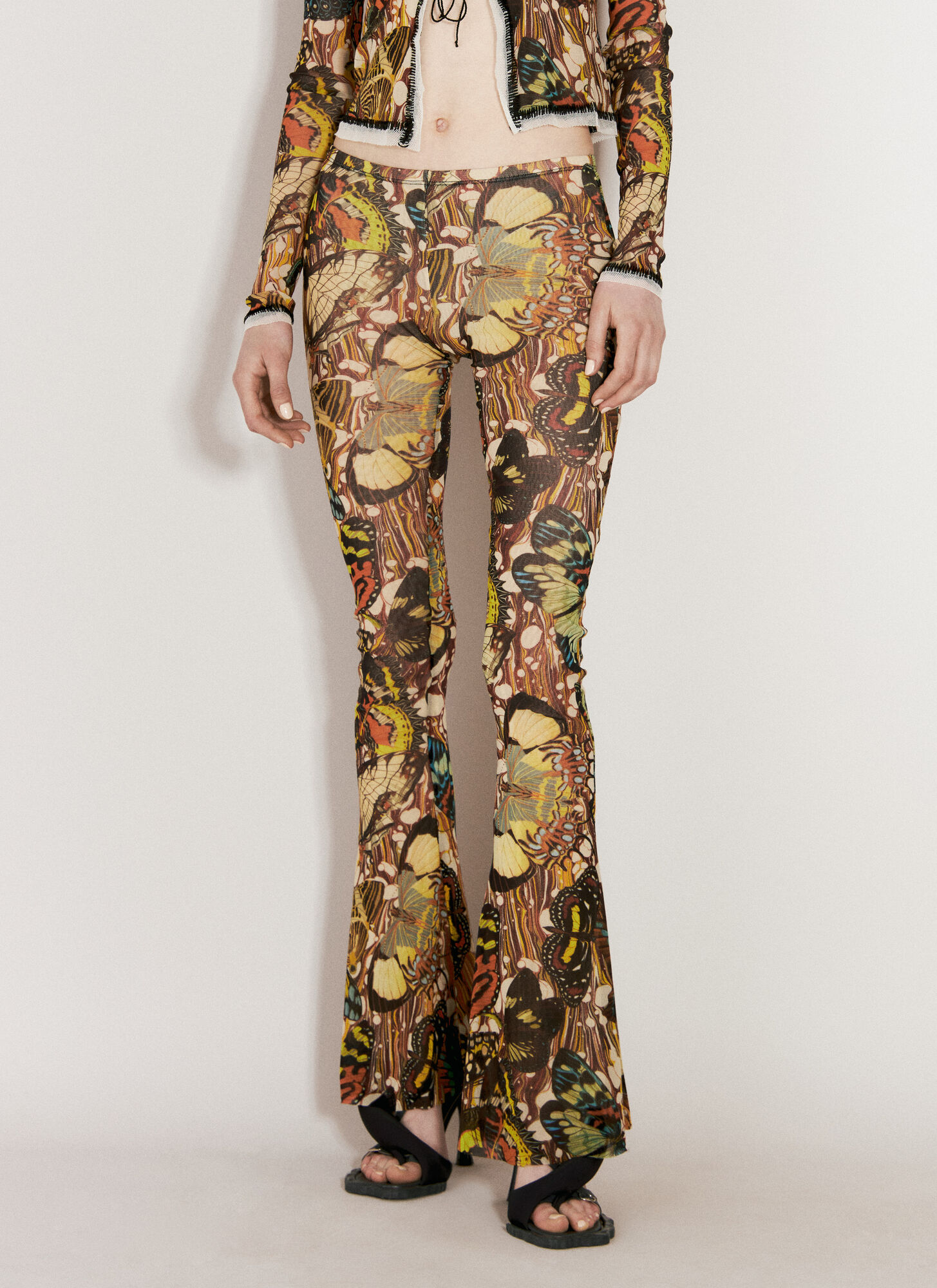 Shop Jean Paul Gaultier Butterfly Mesh Pants In Multicolour