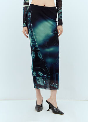 Jean Paul Gaultier Pigalle Mesh Long Skirt Blue jpg0258011