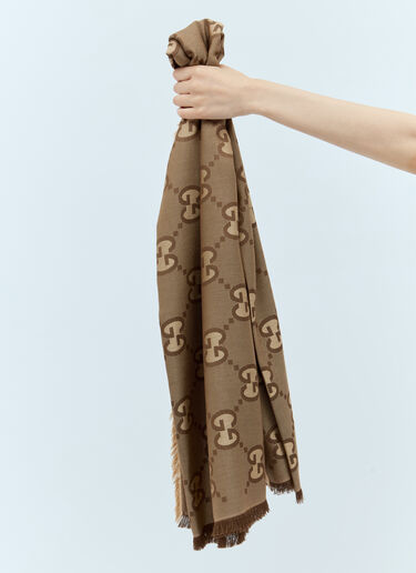 Gucci GG Jacquard Scarf Brown guc0257074