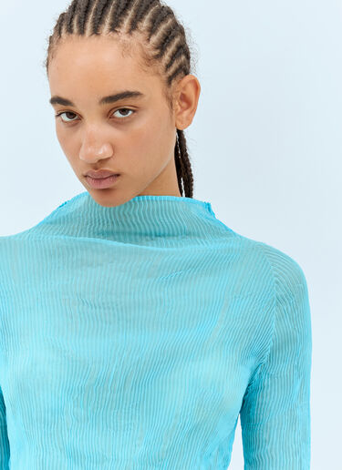 Issey Miyake Chiffon Twist 1 Long-Sleeve Top Blue ism0258012