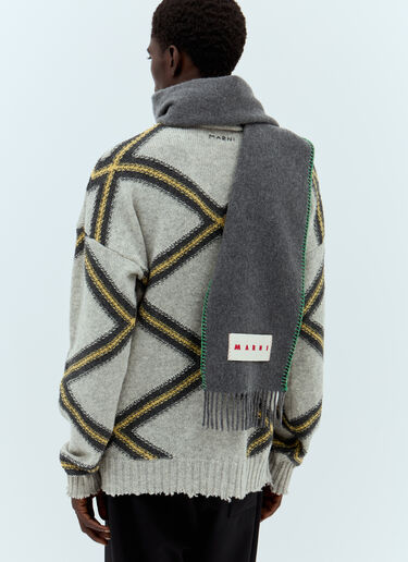 Marni Logo Patch Scarf Grey mni0157014