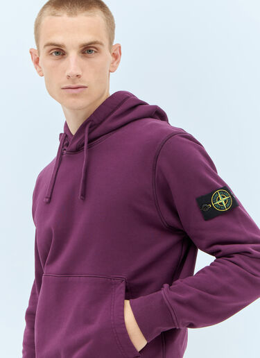 Stone Island 로고 패치 후드티셔츠 퍼플 sto0158042