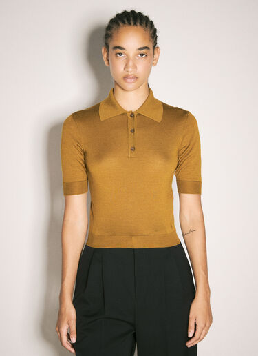 Saint Laurent Cassandre Polo Shirt Brown sla0257019