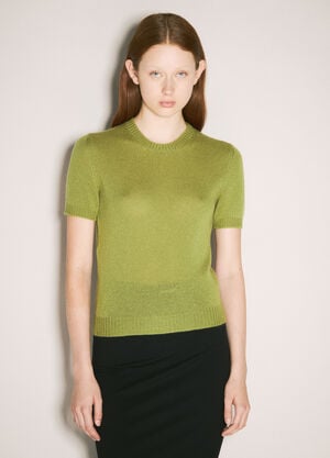 Prada Cashmere T-Shirt Green pra0258053