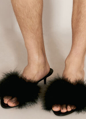 Saint Laurent Boudoir Feather-Trimmed Heels Black sla0158013