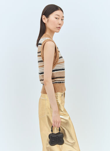 GANNI Stripe Vest Beige gan0257021