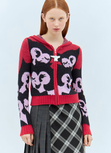 Chopova Lowena Zip-Up Hooded Cardigan Red cho0258008