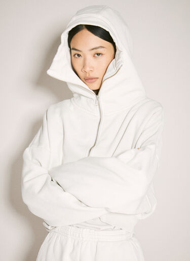 Entire Studios Cropped Full-Zip Hooded Sweatshirt White ent0257004