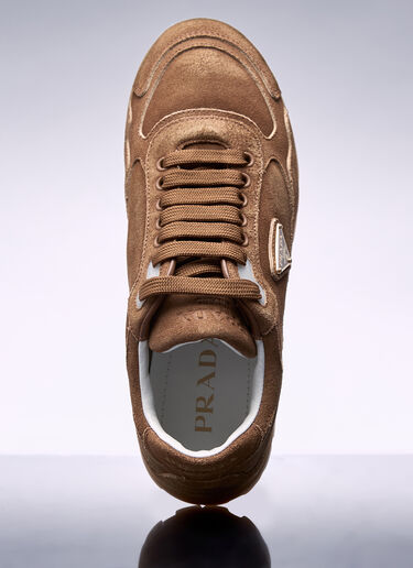 Prada Downtown Delavé Suede Sneakers Brown pra0258033