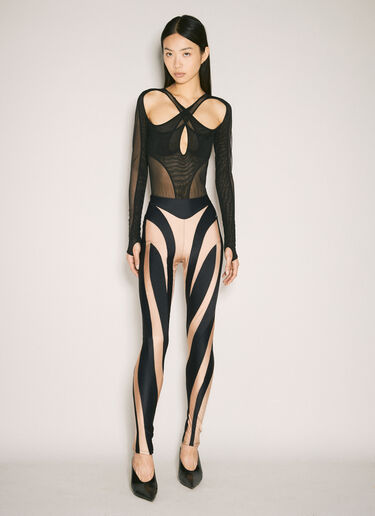 Mugler Criss-Crossed Multi-Layer Bodysuit Black mug0255011