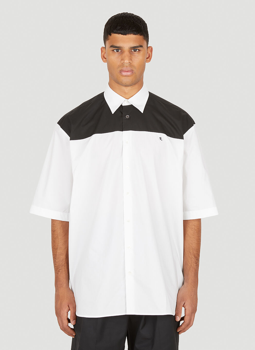 Raf Simons Americano Bicolor Shirt In White | ModeSens