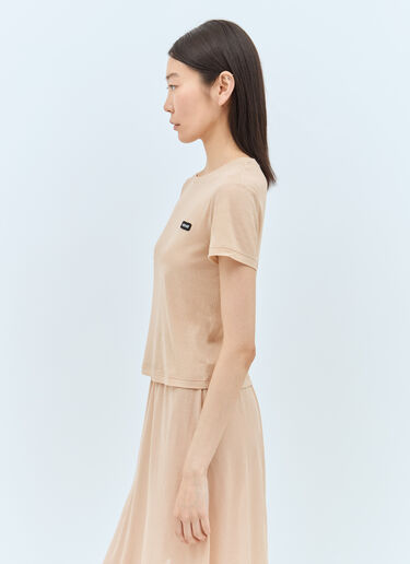 Miu Miu Logo Patch T-Shirt Beige miu0258006