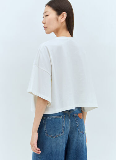 Chloé Cropped Boxy Logo T-Shirt White chl0257012