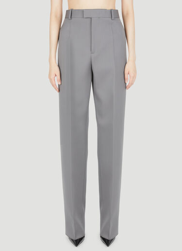 Grey Pressed-front melange tweed trousers, Bottega Veneta