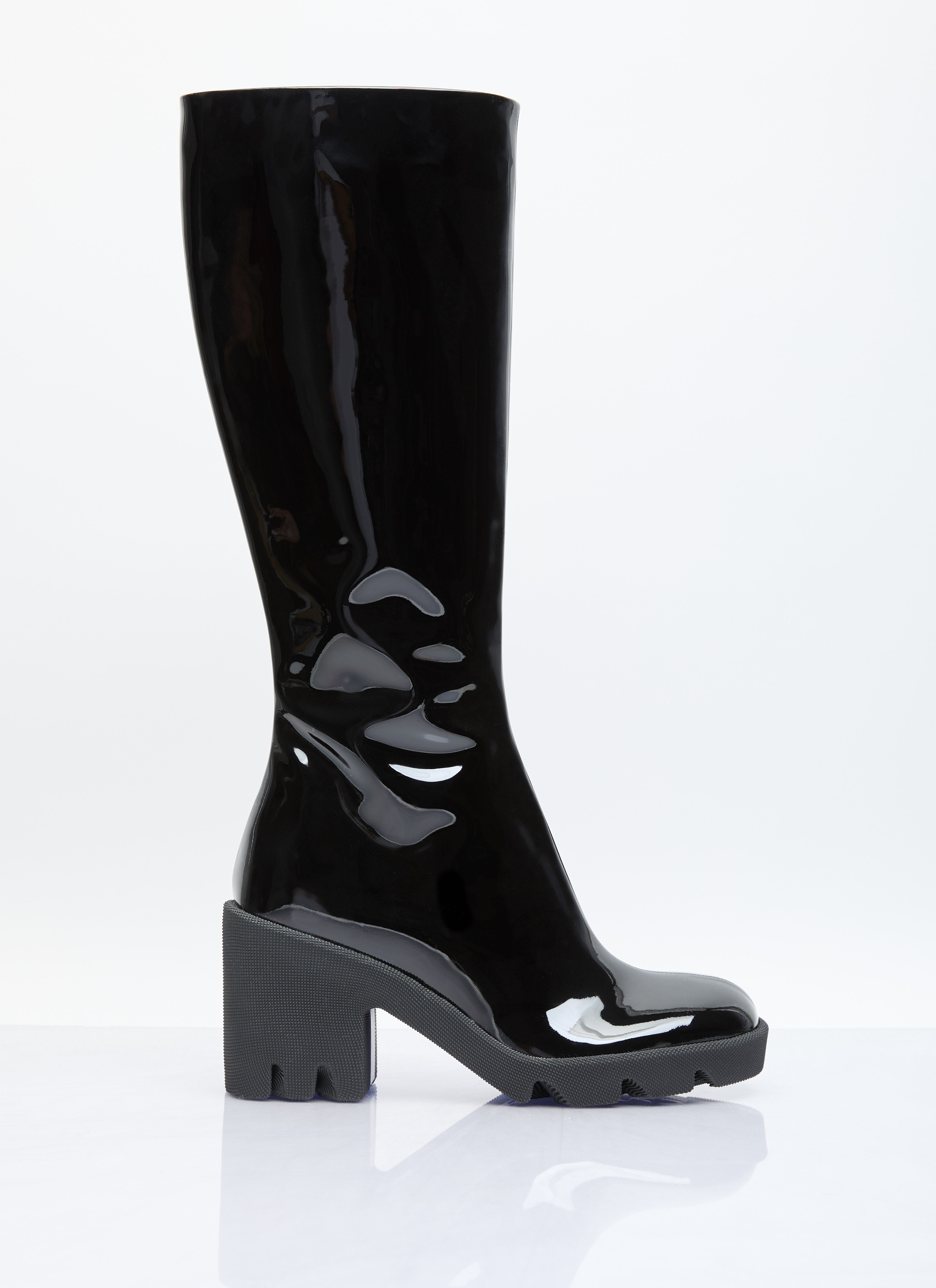 MM6 Maison Margiela Patent Leather Knee High Boots Grey mmm0255019