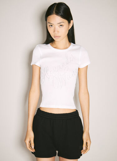 Alexander Wang Crystal-Embellished Fitted T-Shirt White awg0257002