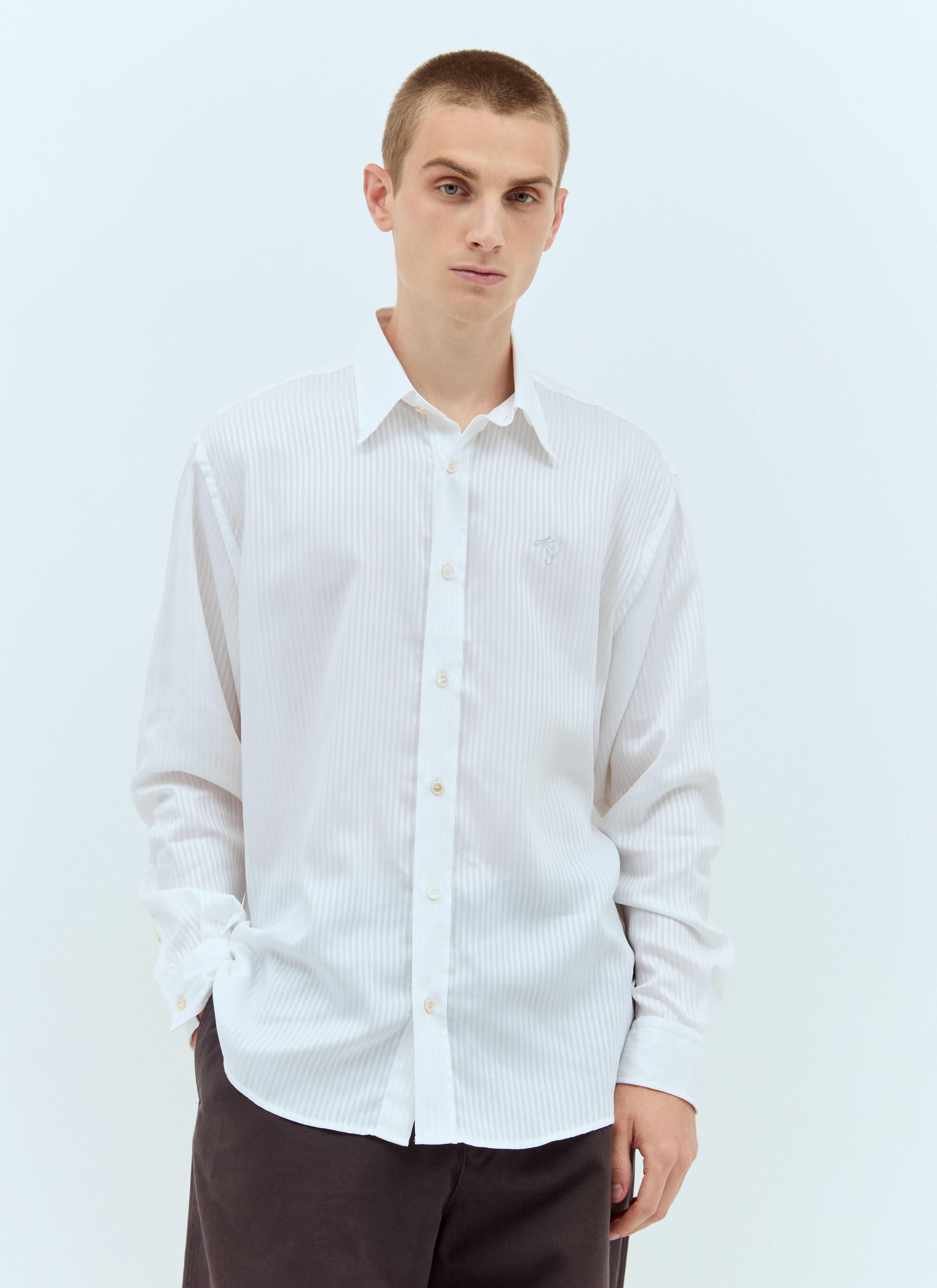 Acne Studios Stripe Button-Up Shirt Grey acn0357001