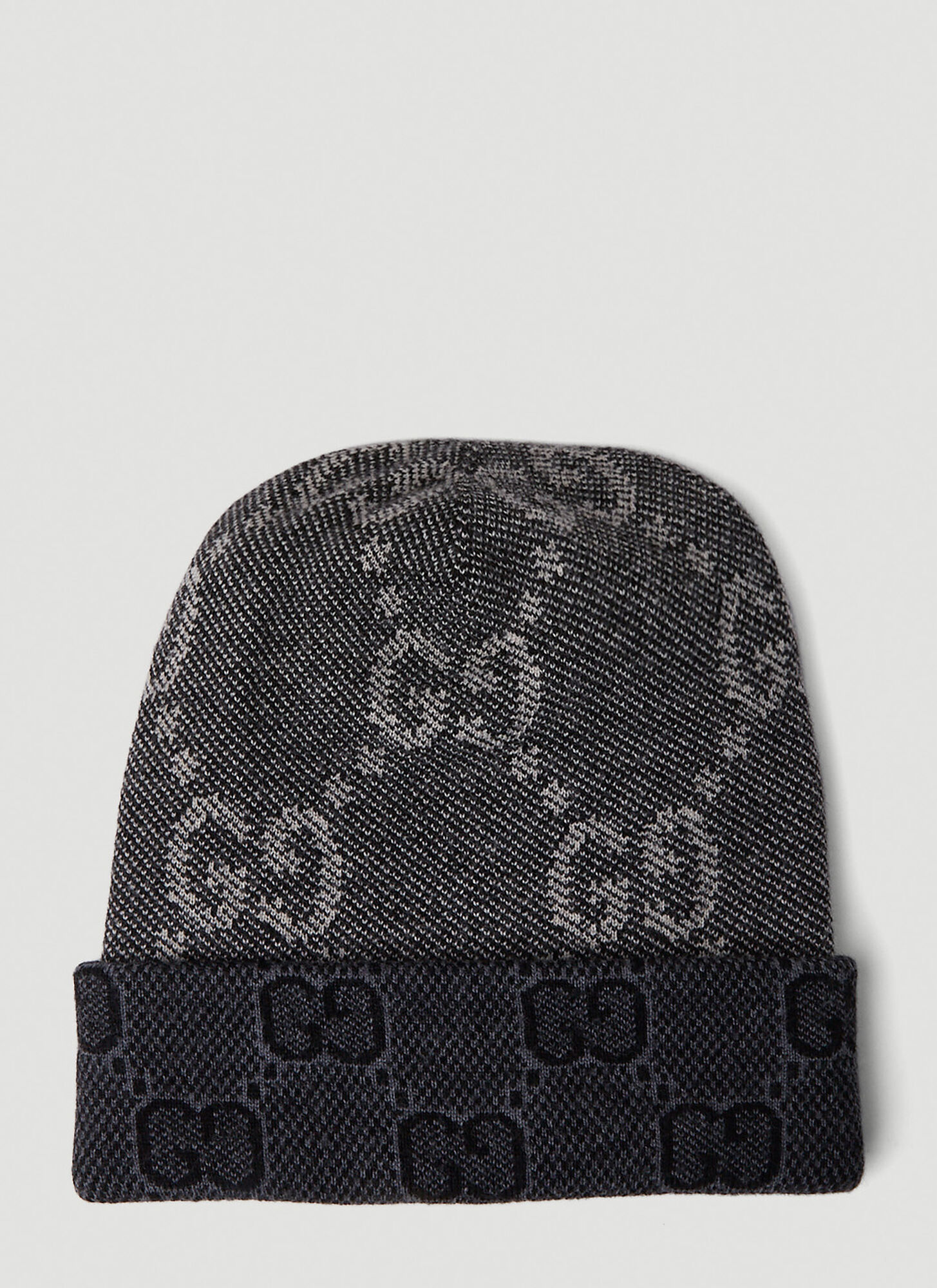 GUCCI: wool hat with jacquard GG monogram - White