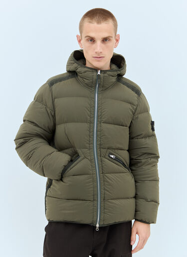 Stone Island Hooded Down Jacket Green sto0158019