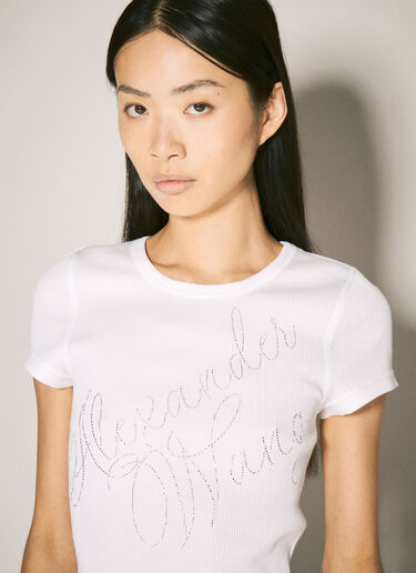 Alexander Wang Crystal-Embellished Fitted T-Shirt White awg0257002