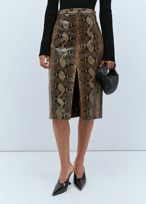 Burberry Leather Snake Skin Embossed Skirt Green bur0255035