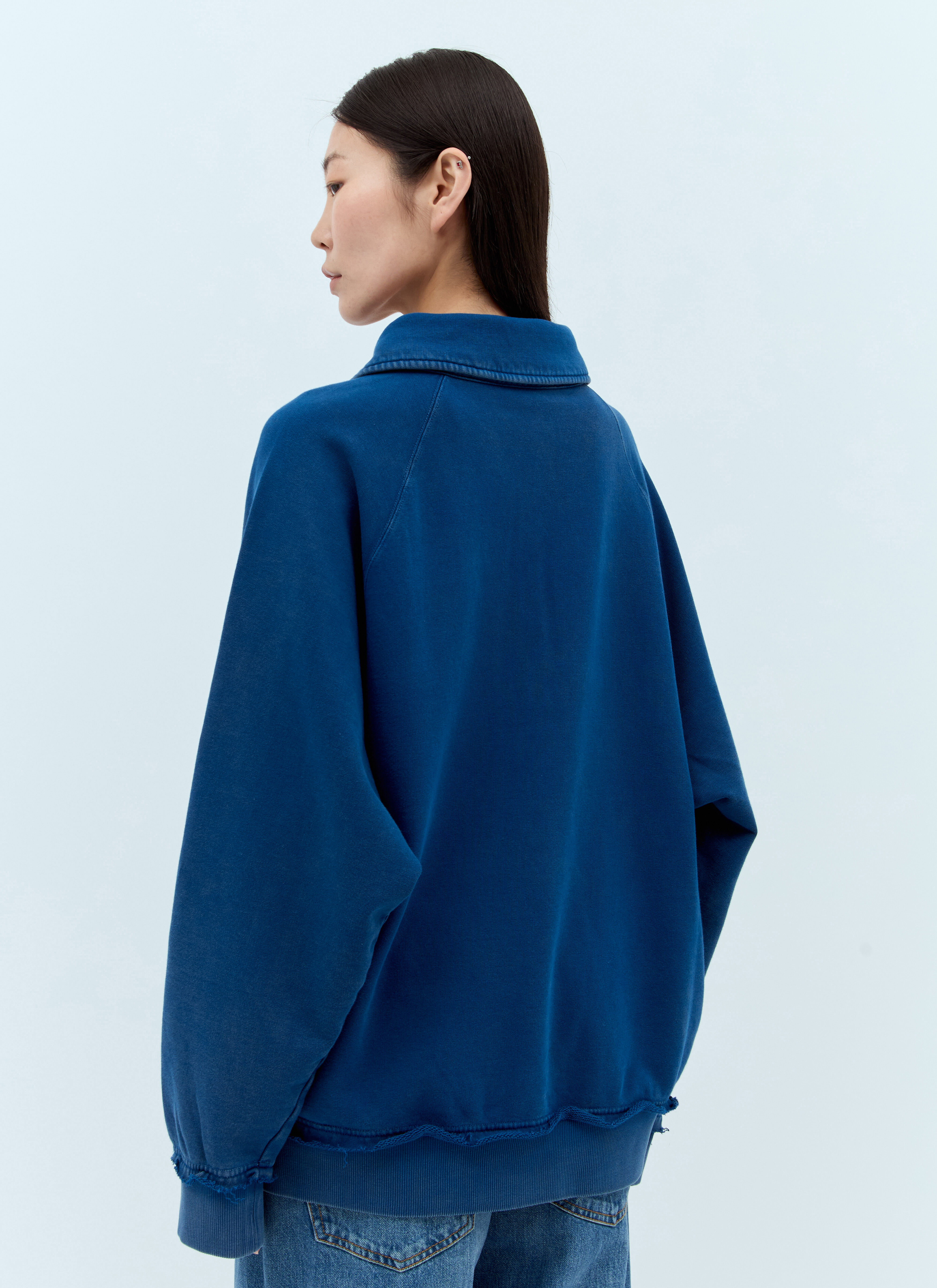 Miu Miu ウィメンズ ブルー ロゴパッチ ポロスウェットシャツ | LN-CC®