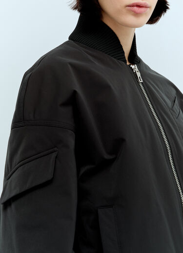 GANNI Twill Oversized Bomber Jacket Black gan0256052