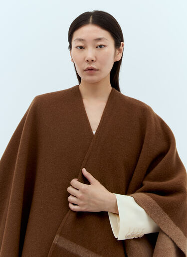 Max Mara Wool Cloak With Fringes Brown max0257035