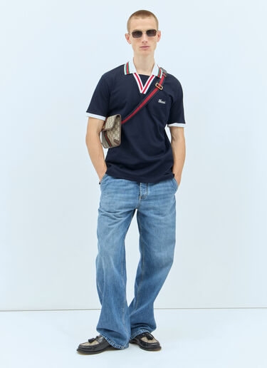 Gucci Logo Embroidery Polo Shirt Navy guc0157001