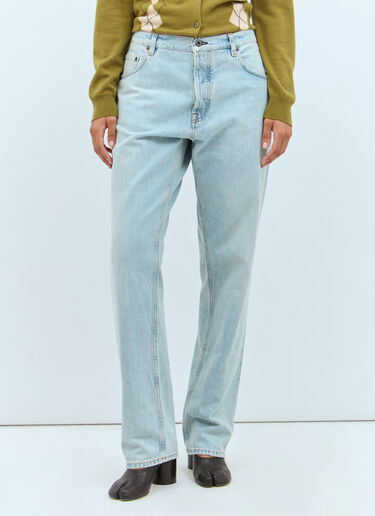 Miu Miu Logo Patch Jeans Blue miu0358002