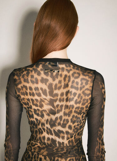 Jean Paul Gaultier Leopard Mesh Long-Sleeve Top Black jpg0258032