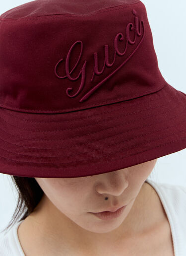 Gucci Logo Embroidery Bucket Hat Burgundy guc0257070