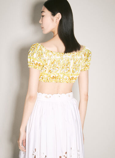 Dolce & Gabbana Majolica Print Crop Top Yellow dol0257009