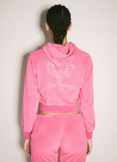 Balenciaga BB Motel Zip-Up Hooded Sweatshirt Pink bal0257016