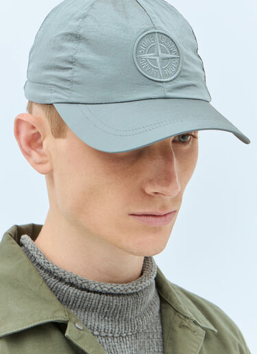 Stone Island 로고 자수 베이스볼 캡 그레이 sto0158063