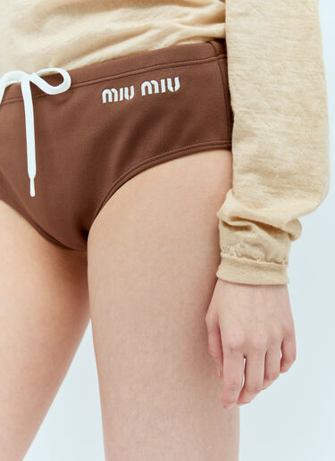 Miu Miu Logo Embroidery Bikini Briefs Brown miu0256044
