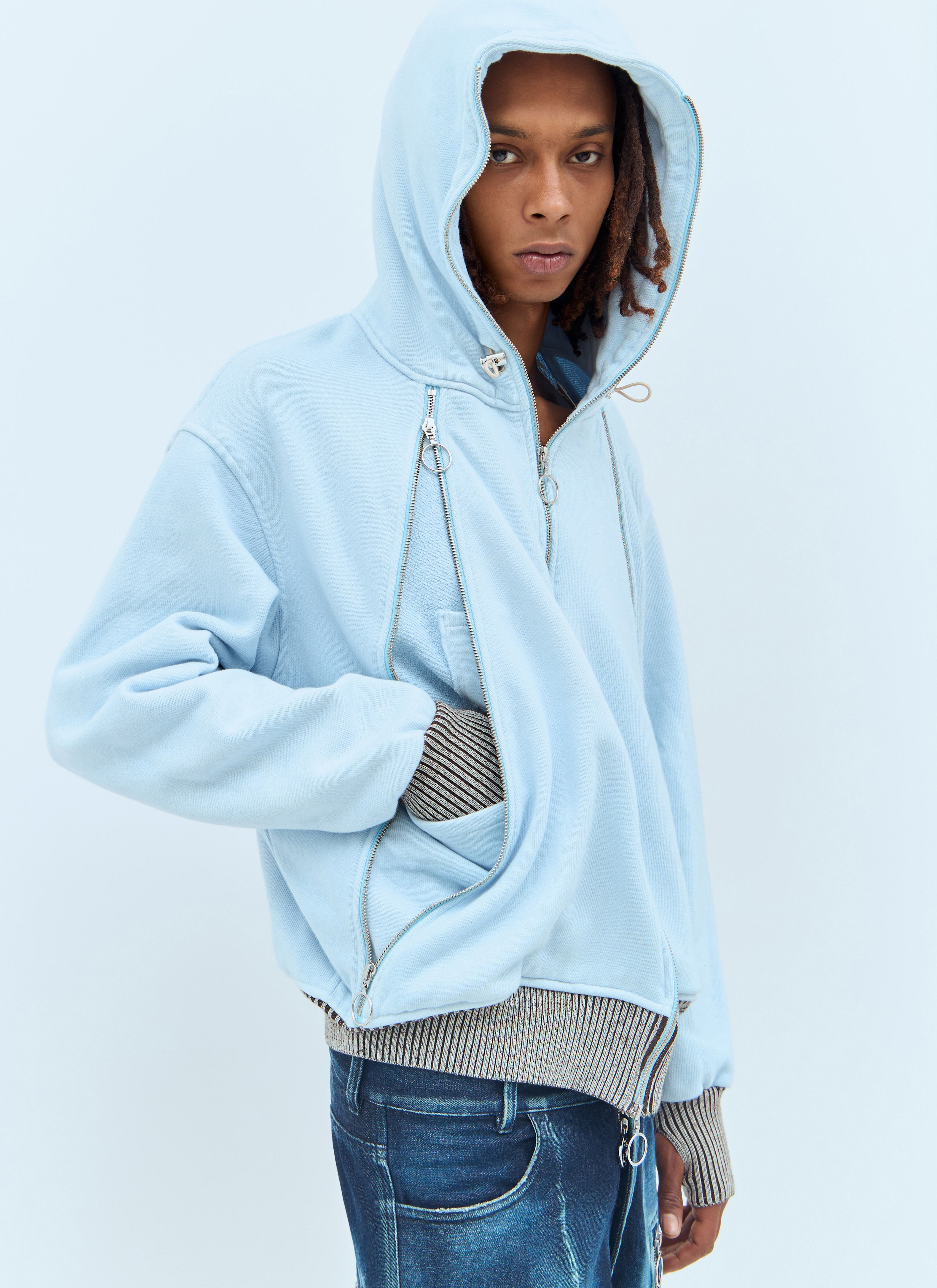 Charlie Constantinou Zip Hybrid Hooded Sweatshirt Blue cco0156002