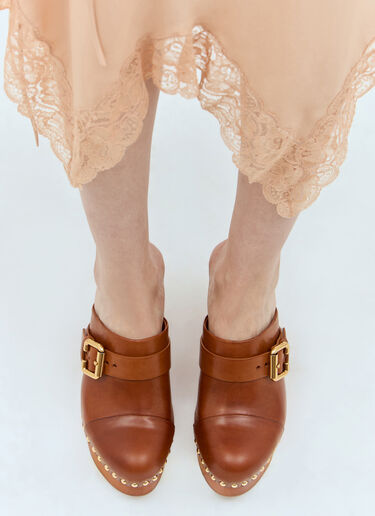 Chloé Jeannete Wedge Clogs Brown chl0257029