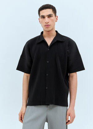 Jacquemus Short-Sleeve Pleated Shirt Navy jac0158002