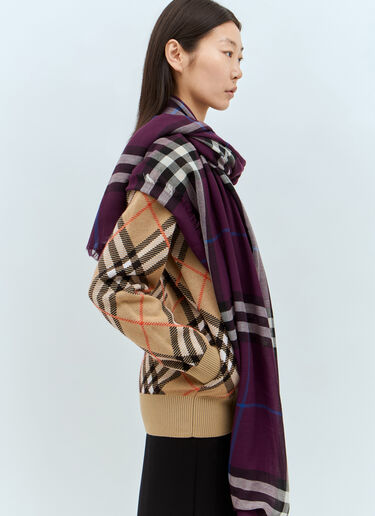 Burberry Giant Check Wool Scarf Purple bur0257025