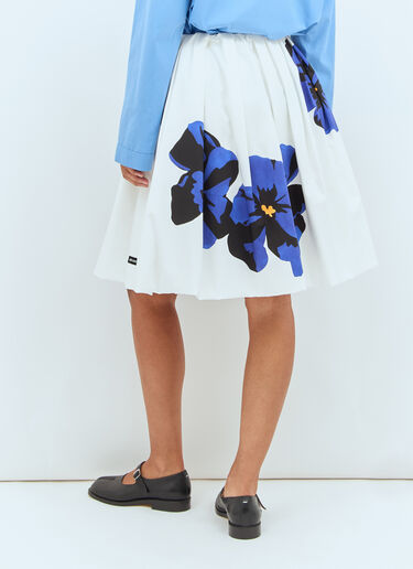 Miu Miu Flower Poplin Skirt White miu0258036