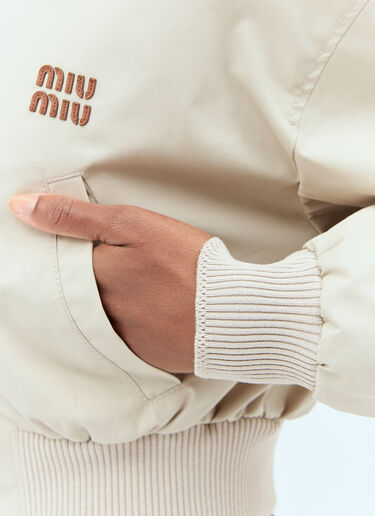 Miu Miu Panama Cotton Bomber Jacket Beige miu0257013