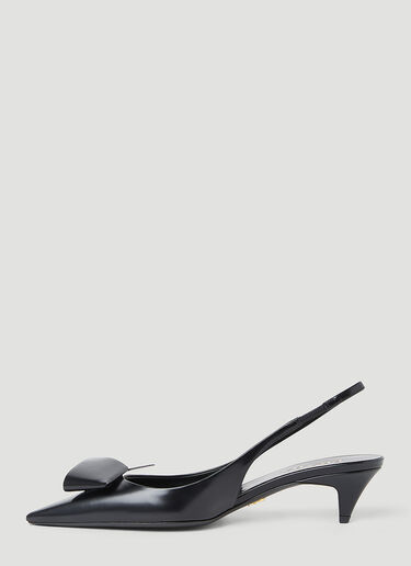 Prada Logo Slingback Heels Black pra0254050