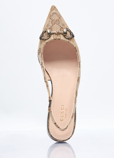 Gucci Horsebit Slingback Ballerina Flats Beige guc0257048