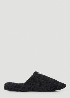 Maison Margiela Logo Tab Shearling Slippers Black mla0255013