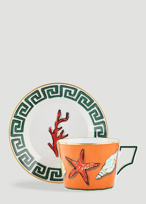 Seletti Set of Two Il Viaggio di Nettuno Tea Cup and Saucer Multicolour wps0691133