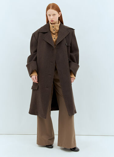 JW Anderson Turn-Up Cuffs Oversized Coat Brown jwa0258001