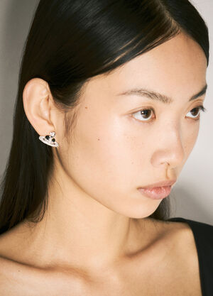Vivienne Westwood New Diamante Heart Earrings Silver vvw0258032