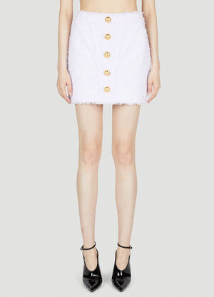 Balmain Tweed Skirt White bln0253005